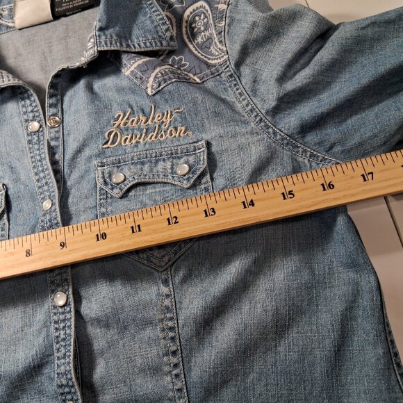 Harley Davidson denim long sleeve shirt - Picture 7 of 10